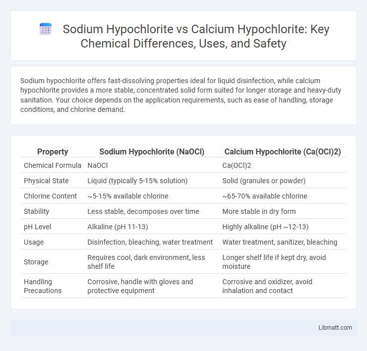 Sodium Hypochlorite vs Calcium Hypochlorite: Key Chemical Differences, Uses, and Safety