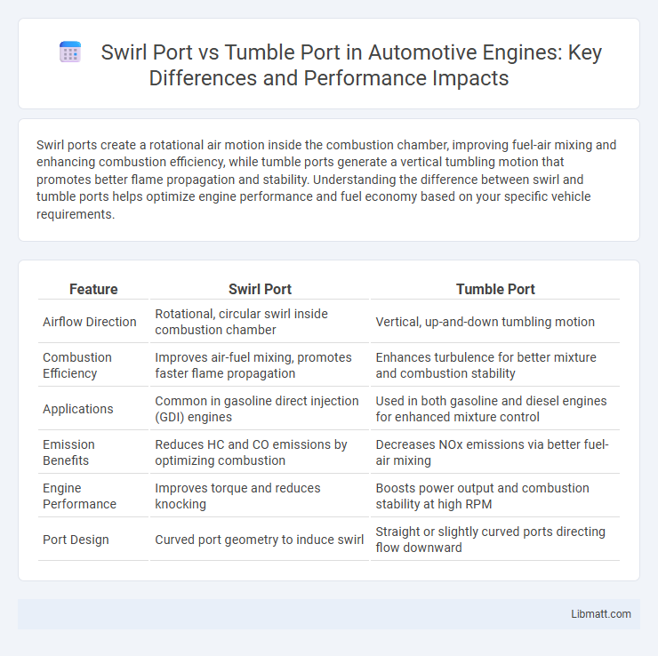 Swirl Port vs Tumble Port in Automotive Engines: Key Differences and Performance Impacts