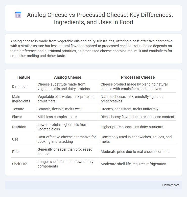 Analog Cheese vs Processed Cheese: Key Differences, Ingredients, and Uses in Food