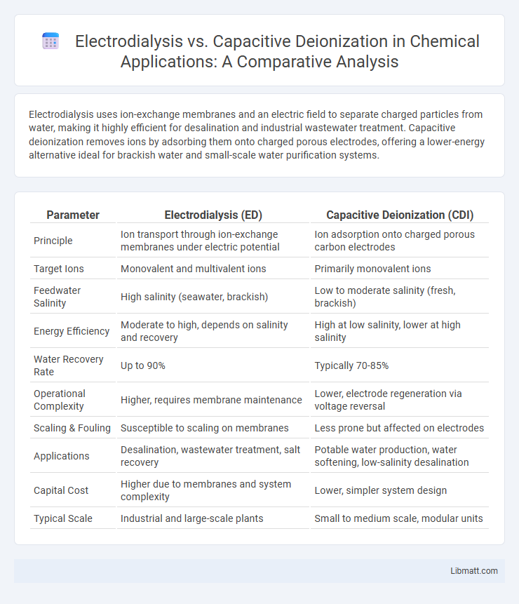 Electrodialysis vs. Capacitive Deionization in Chemical Applications: A Comparative Analysis