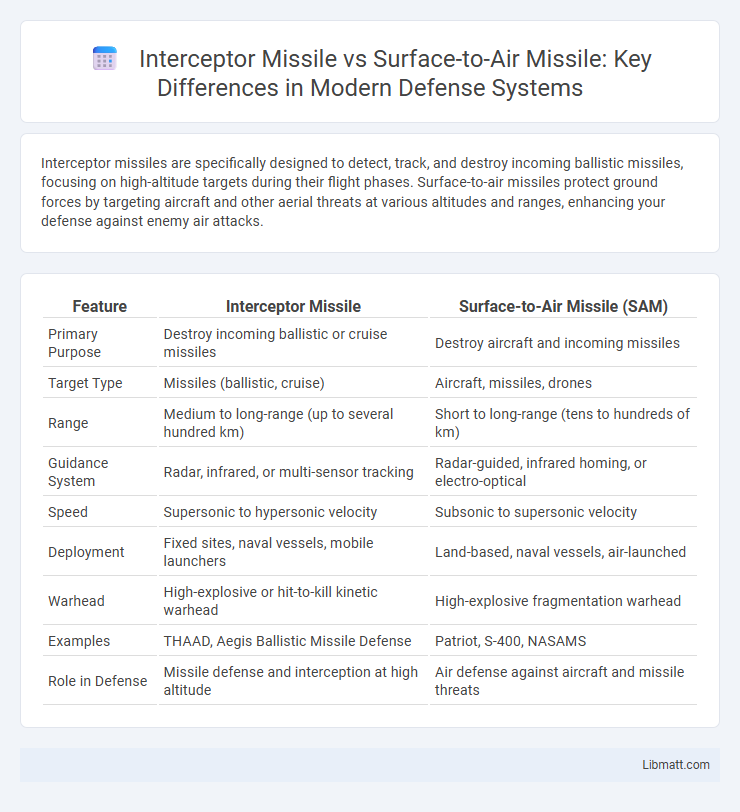 Interceptor Missile vs Surface-to-Air Missile: Key Differences in Modern Defense Systems