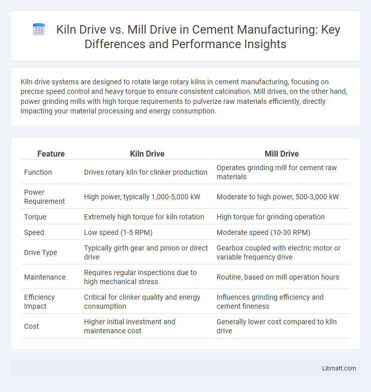 Kiln Drive vs. Mill Drive in Cement Manufacturing: Key Differences and Performance Insights