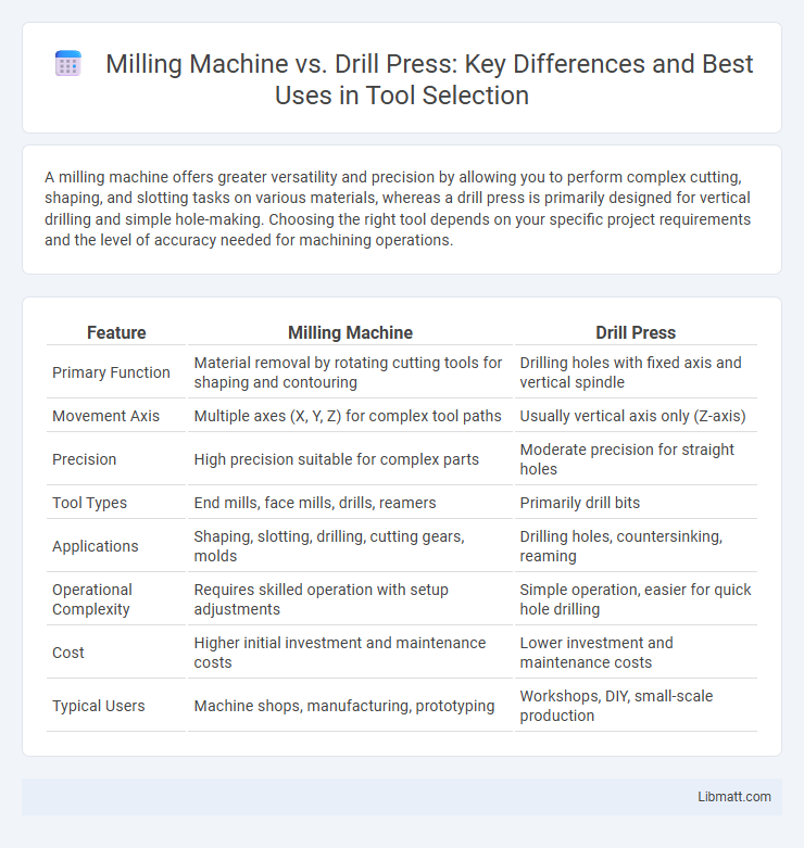 Milling Machine vs. Drill Press: Key Differences and Best Uses in Tool Selection
