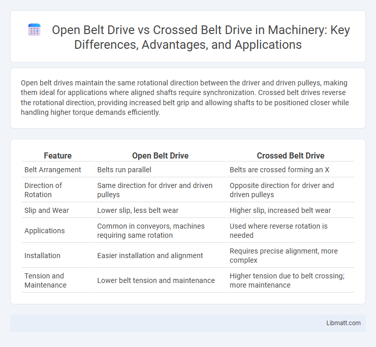 Open Belt Drive vs Crossed Belt Drive in Machinery: Key Differences, Advantages, and Applications