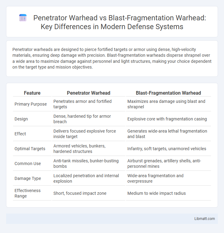 Penetrator Warhead vs Blast-Fragmentation Warhead: Key Differences in Modern Defense Systems