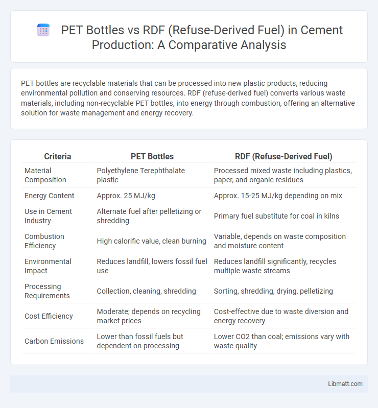 PET Bottles vs RDF (Refuse-Derived Fuel) in Cement Production: A Comparative Analysis