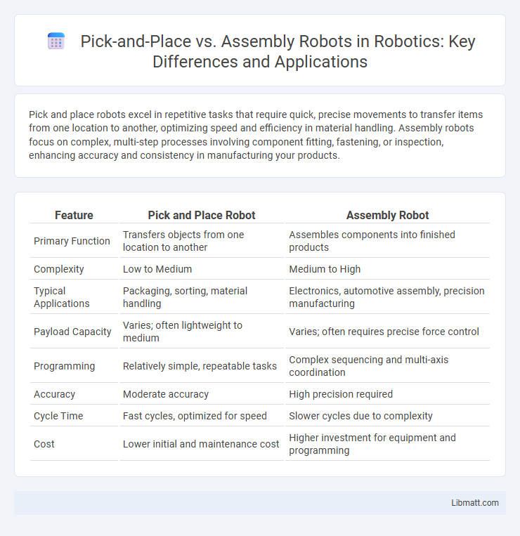 Pick-and-Place vs. Assembly Robots in Robotics: Key Differences and Applications