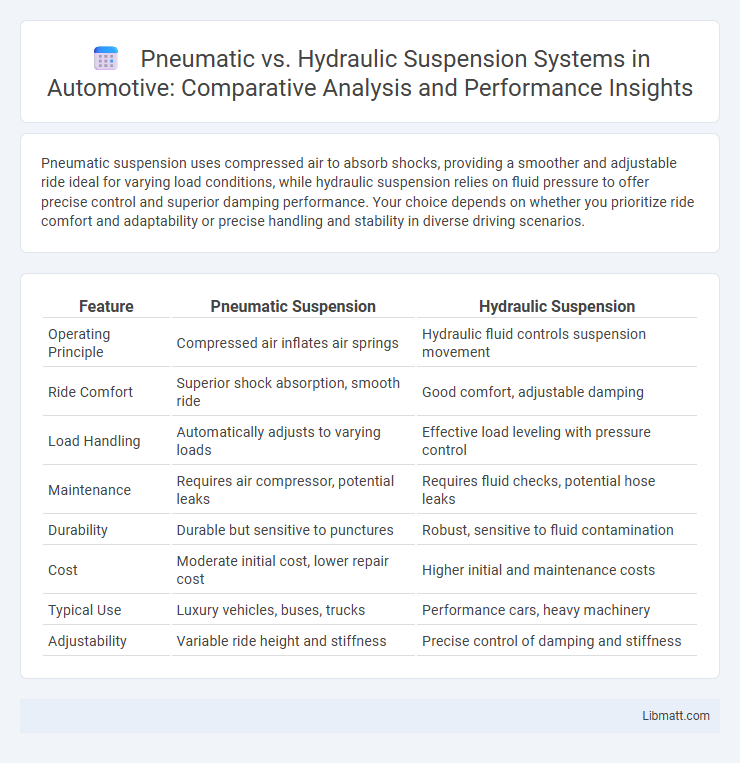 Pneumatic vs. Hydraulic Suspension Systems in Automotive: Comparative Analysis and Performance Insights