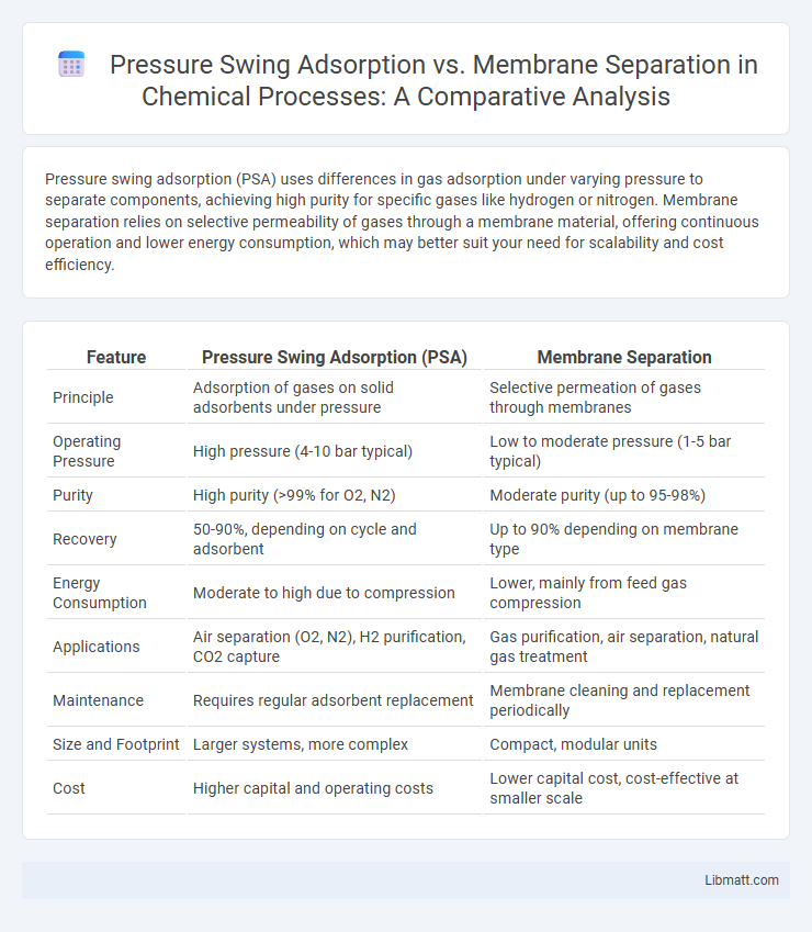 Pressure Swing Adsorption vs. Membrane Separation in Chemical Processes: A Comparative Analysis