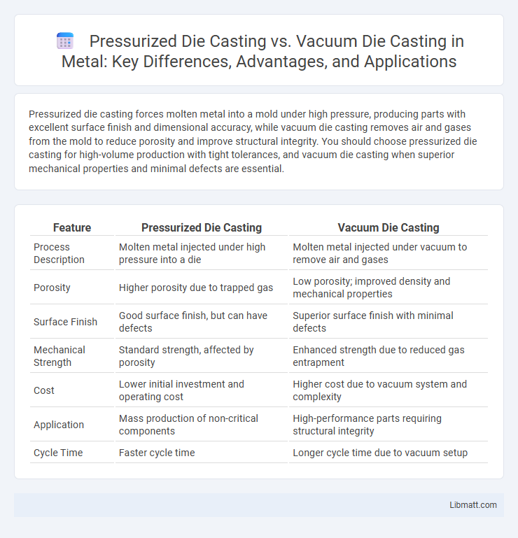 Pressurized Die Casting vs. Vacuum Die Casting in Metal: Key Differences, Advantages, and Applications