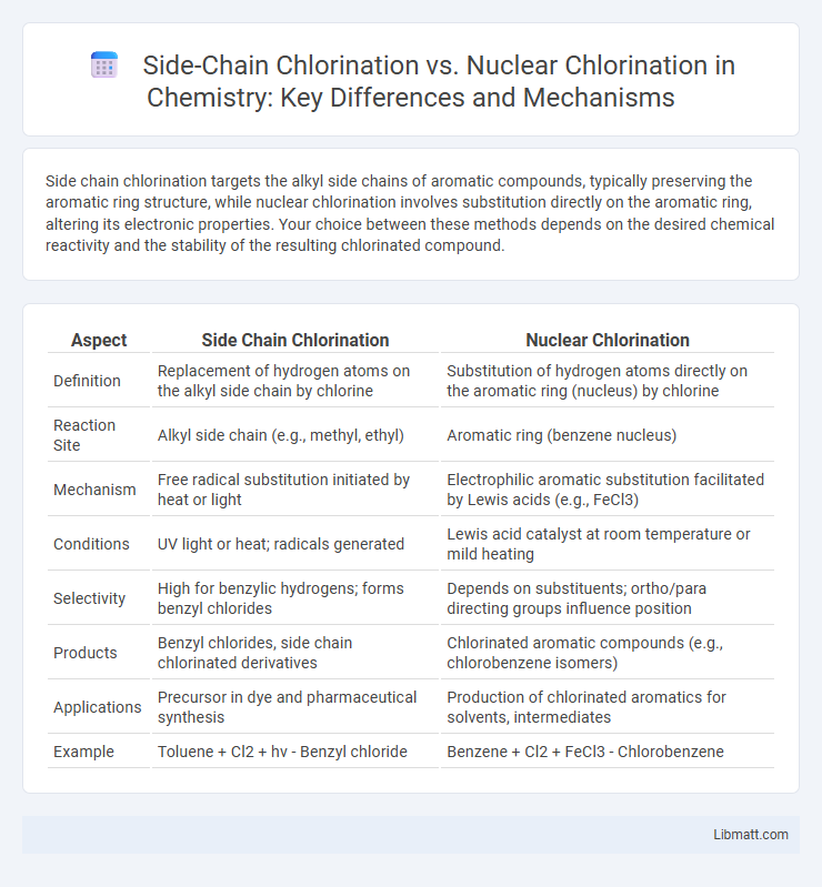 Side-Chain Chlorination vs. Nuclear Chlorination in Chemistry: Key Differences and Mechanisms