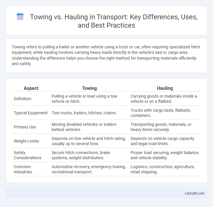 Towing vs. Hauling in Transport: Key Differences, Uses, and Best Practices