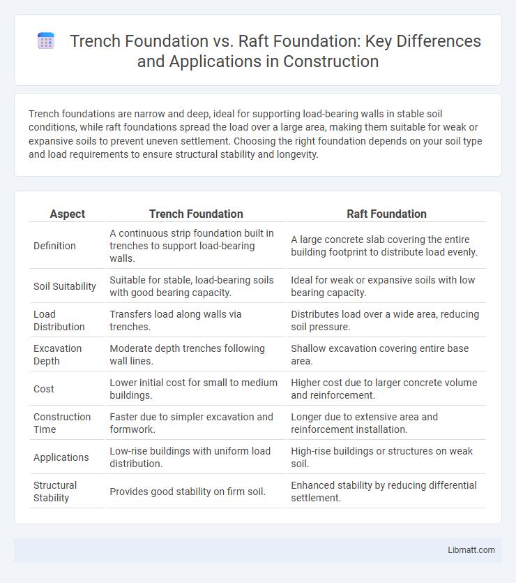 Trench Foundation vs. Raft Foundation: Key Differences and Applications in Construction