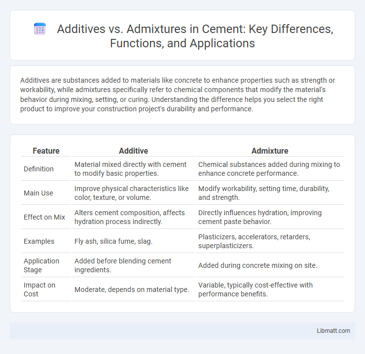 Additives vs. Admixtures in Cement: Key Differences, Functions, and Applications