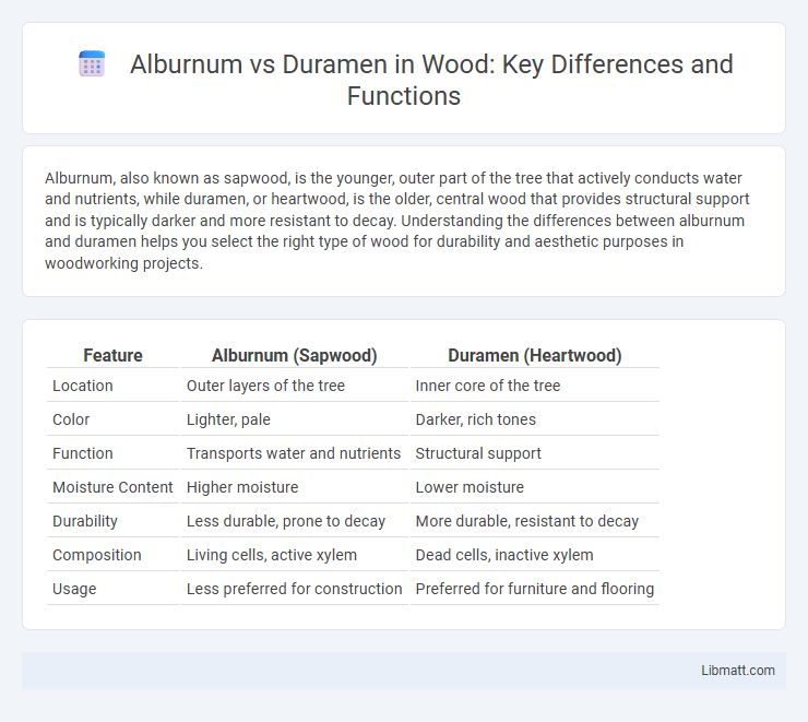 Alburnum vs Duramen in Wood: Key Differences and Functions