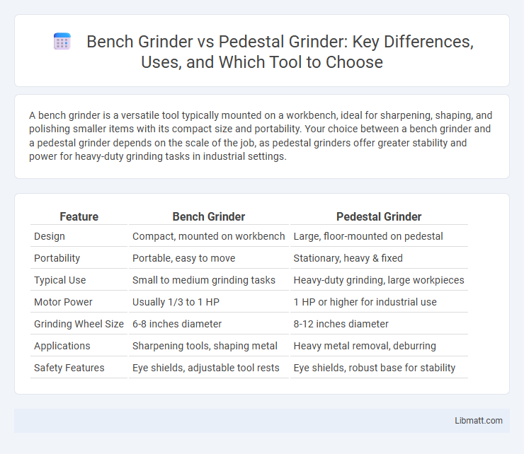 Bench Grinder vs Pedestal Grinder: Key Differences, Uses, and Which Tool to Choose