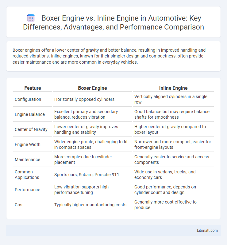 Boxer Engine vs. Inline Engine in Automotive: Key Differences, Advantages, and Performance Comparison