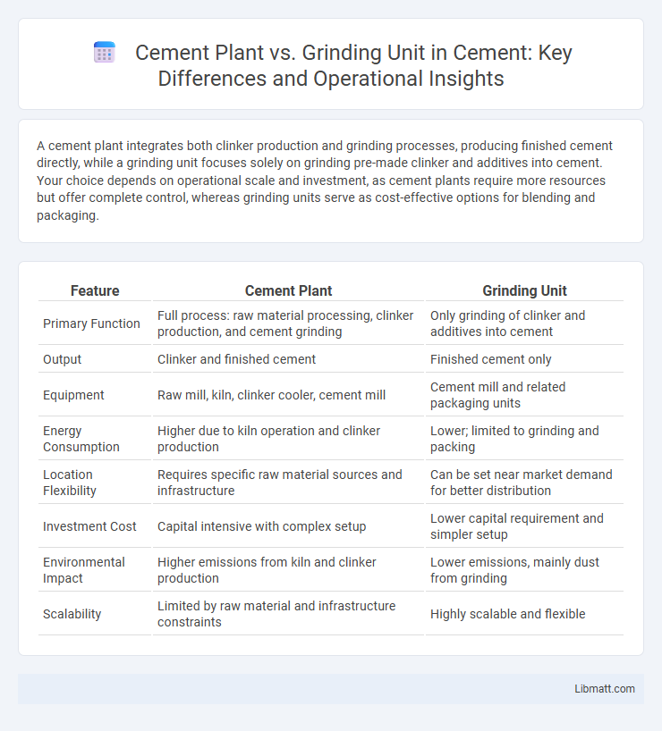 Cement Plant vs. Grinding Unit in Cement: Key Differences and Operational Insights