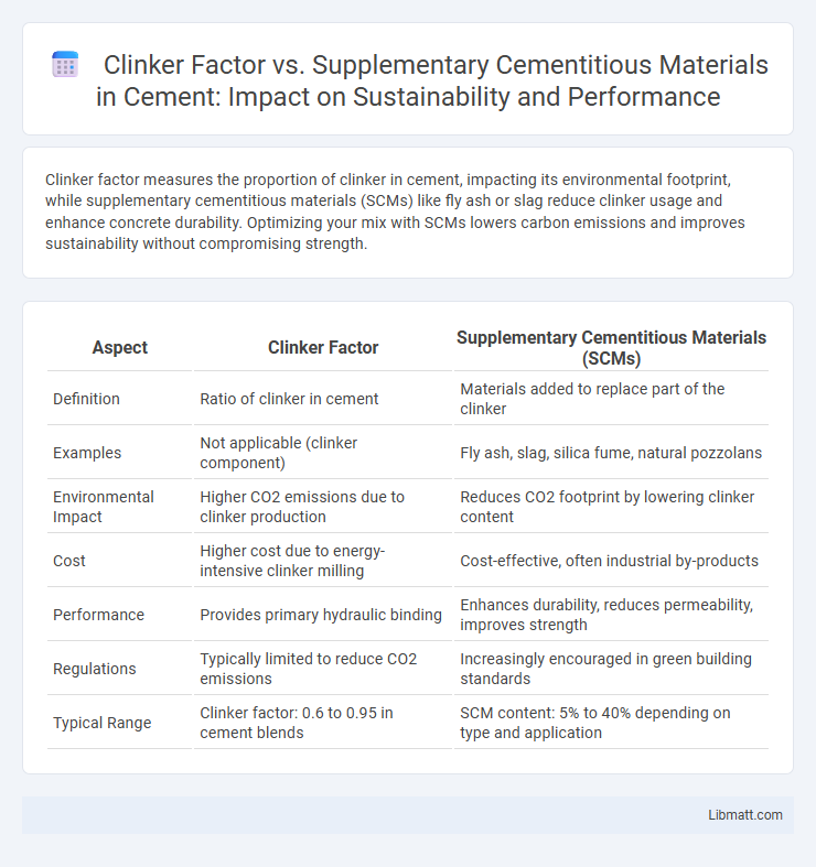 Clinker Factor vs. Supplementary Cementitious Materials in Cement: Impact on Sustainability and Performance