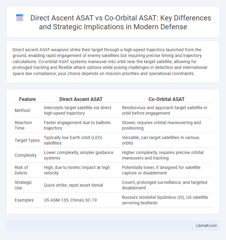 Direct Ascent ASAT vs Co-Orbital ASAT: Key Differences and Strategic Implications in Modern Defense