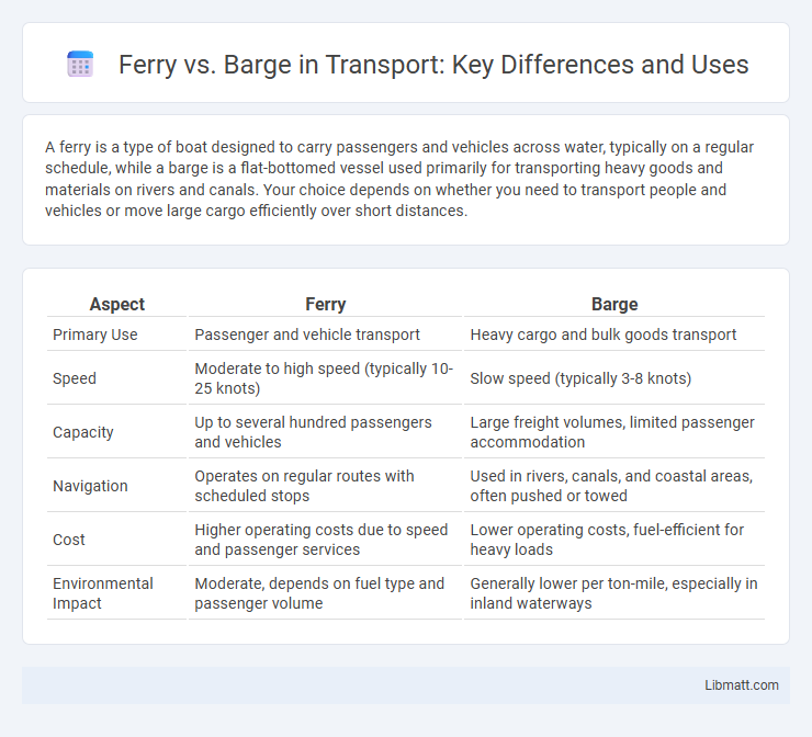 Ferry vs. Barge in Transport: Key Differences and Uses