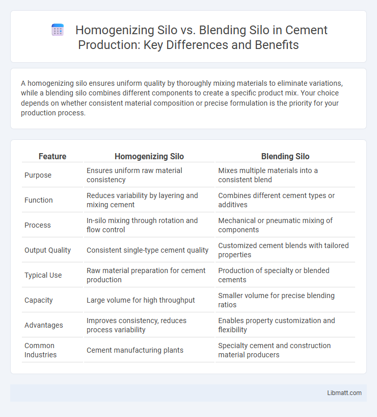 Homogenizing Silo vs. Blending Silo in Cement Production: Key Differences and Benefits