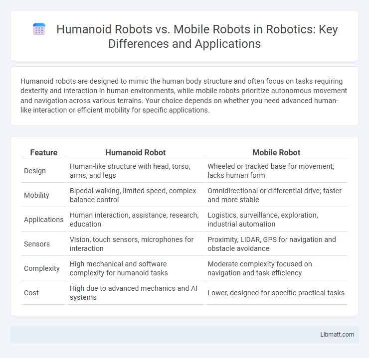 Humanoid Robots vs. Mobile Robots in Robotics: Key Differences and Applications