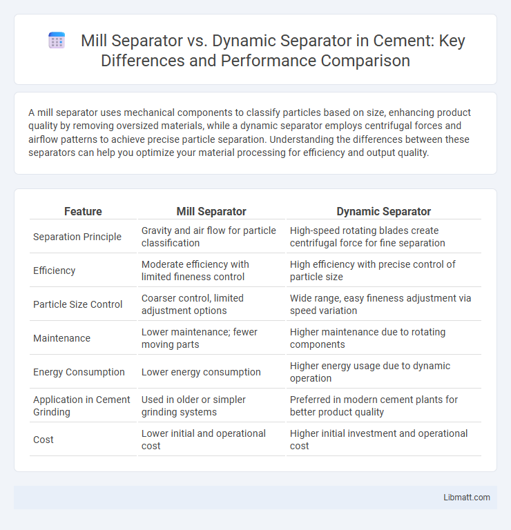 Mill Separator vs. Dynamic Separator in Cement: Key Differences and Performance Comparison