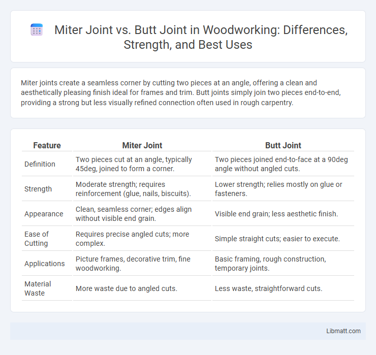 Miter Joint vs. Butt Joint in Woodworking: Differences, Strength, and Best Uses