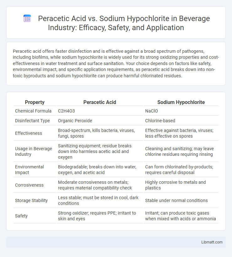 Peracetic Acid vs. Sodium Hypochlorite in Beverage Industry: Efficacy, Safety, and Application