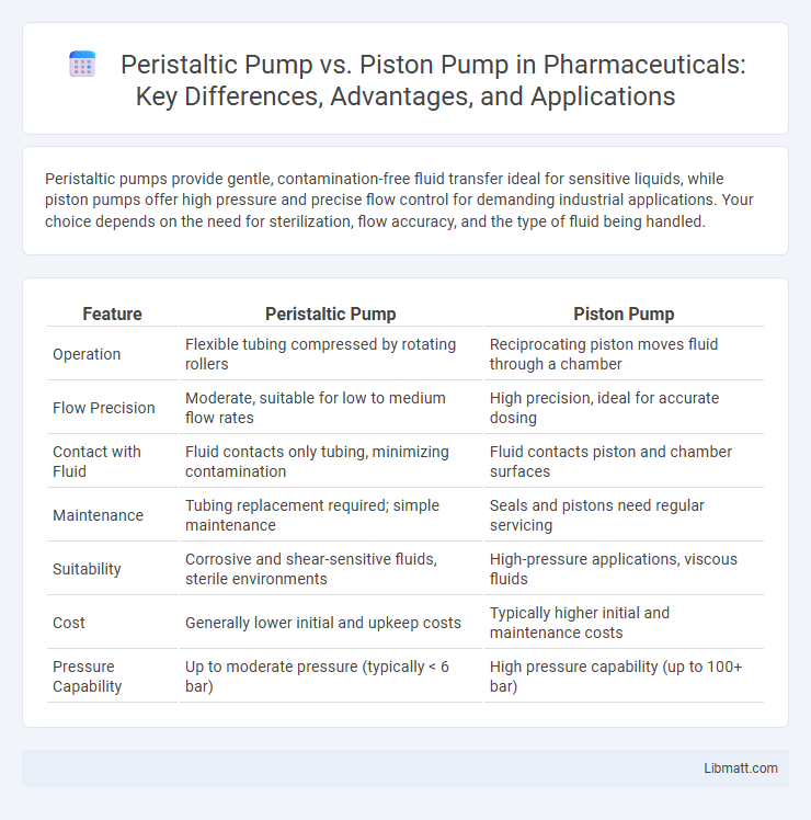 Peristaltic Pump vs. Piston Pump in Pharmaceuticals: Key Differences, Advantages, and Applications