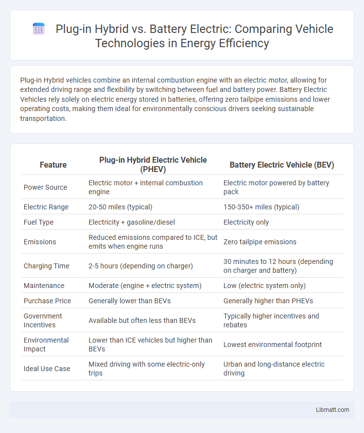 Plug-in Hybrid vs. Battery Electric: Comparing Vehicle Technologies in Energy Efficiency