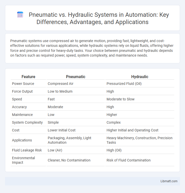 Pneumatic vs. Hydraulic Systems in Automation: Key Differences, Advantages, and Applications