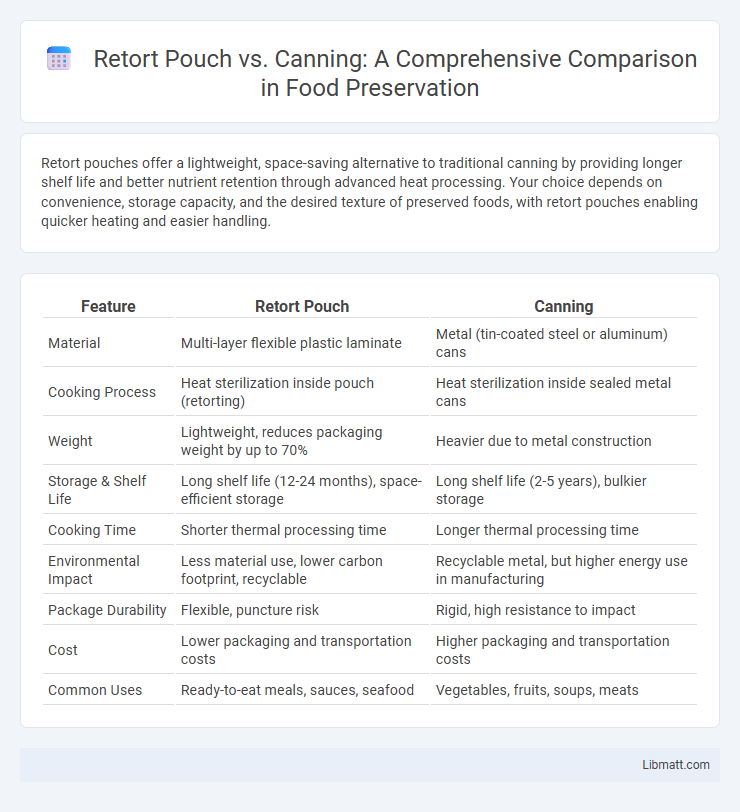 Retort Pouch vs. Canning: A Comprehensive Comparison in Food Preservation