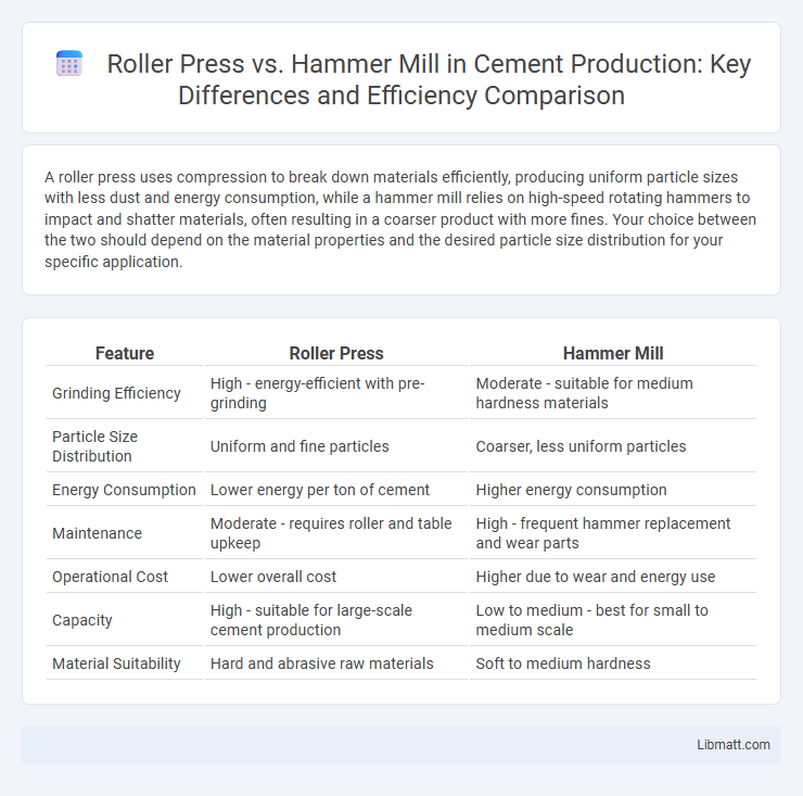 Roller Press vs. Hammer Mill in Cement Production: Key Differences and Efficiency Comparison