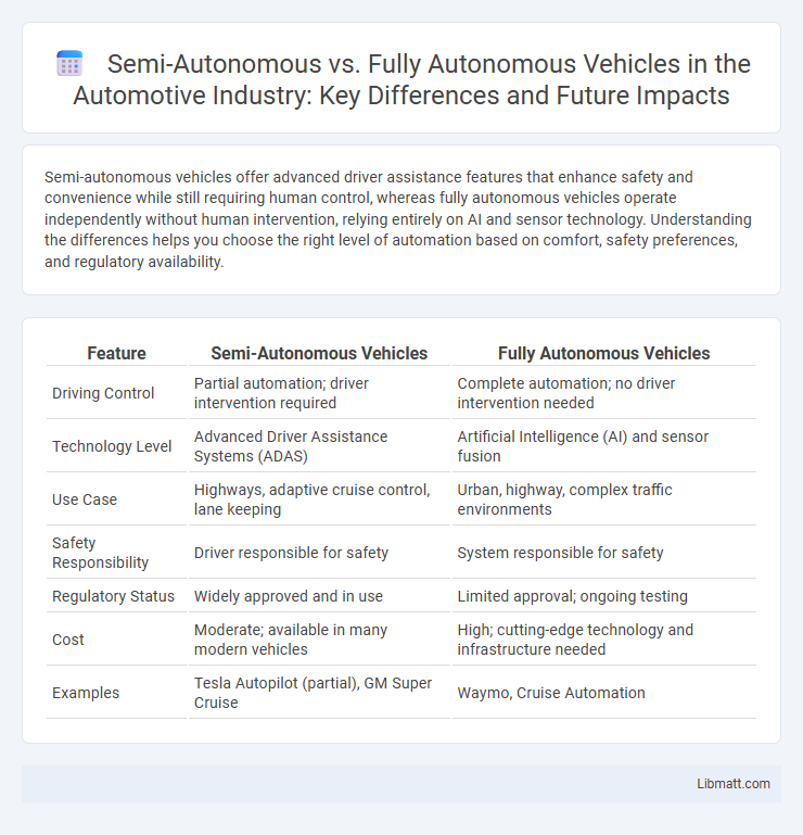 Semi-Autonomous vs. Fully Autonomous Vehicles in the Automotive Industry: Key Differences and Future Impacts