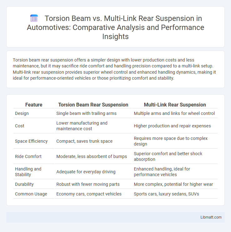 Torsion Beam vs. Multi-Link Rear Suspension in Automotives: Comparative Analysis and Performance Insights