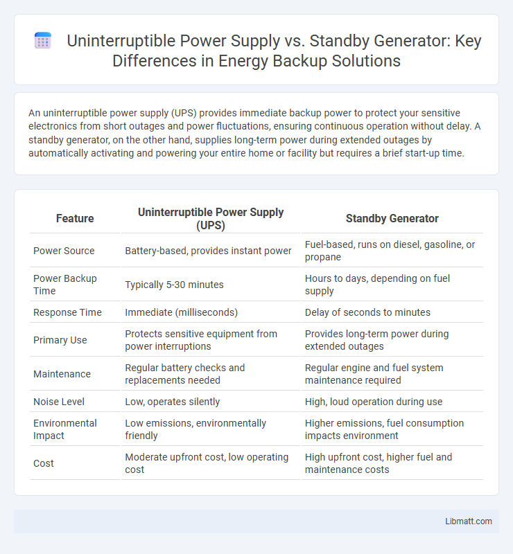 Uninterruptible Power Supply vs. Standby Generator: Key Differences in Energy Backup Solutions