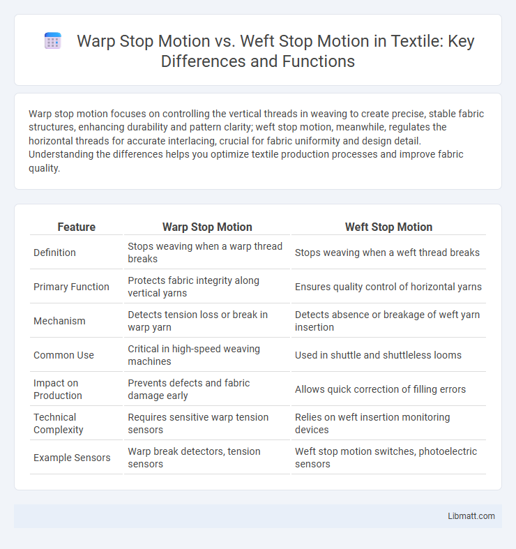 Warp Stop Motion vs. Weft Stop Motion in Textile: Key Differences and Functions