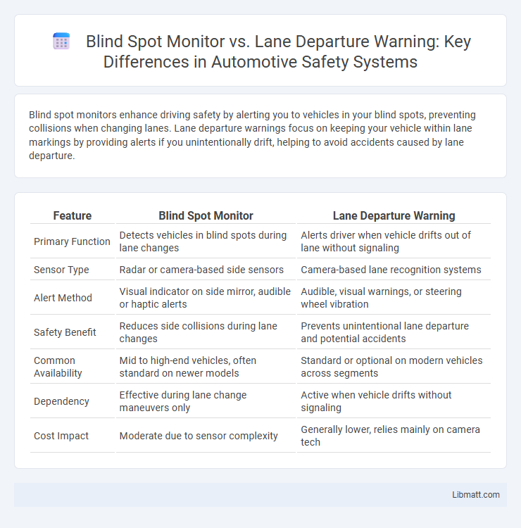 Blind Spot Monitor vs. Lane Departure Warning: Key Differences in Automotive Safety Systems