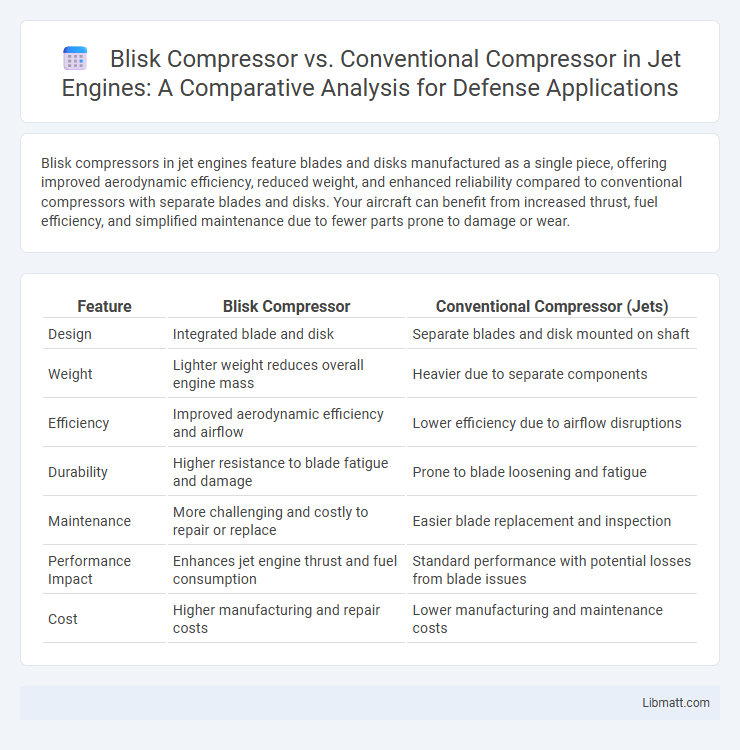 Blisk Compressor vs. Conventional Compressor in Jet Engines: A Comparative Analysis for Defense Applications