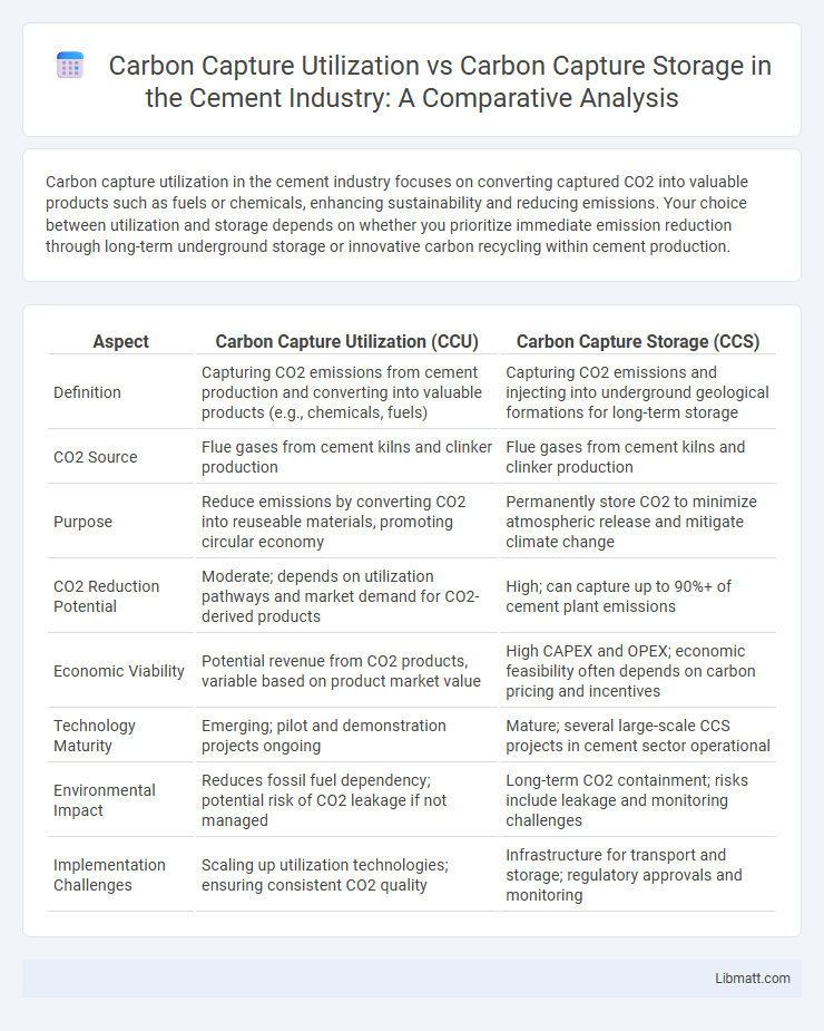 Carbon Capture Utilization vs Carbon Capture Storage in the Cement Industry: A Comparative Analysis