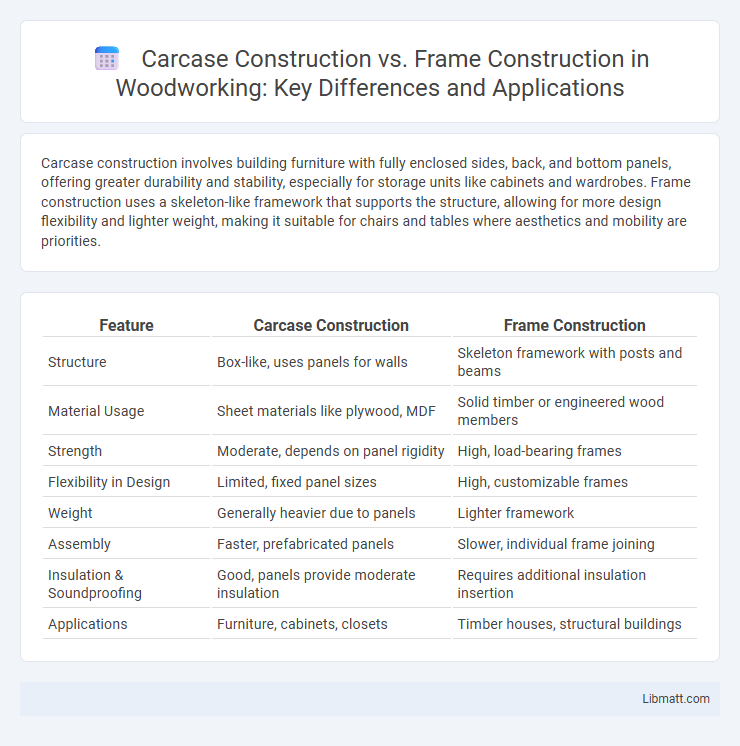 Carcase Construction vs. Frame Construction in Woodworking: Key Differences and Applications