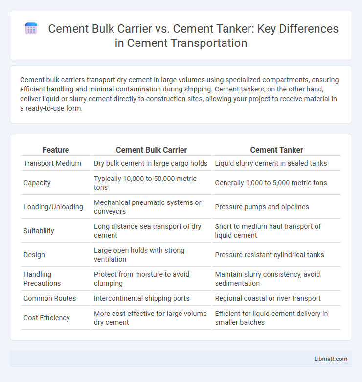 Cement Bulk Carrier vs. Cement Tanker: Key Differences in Cement Transportation