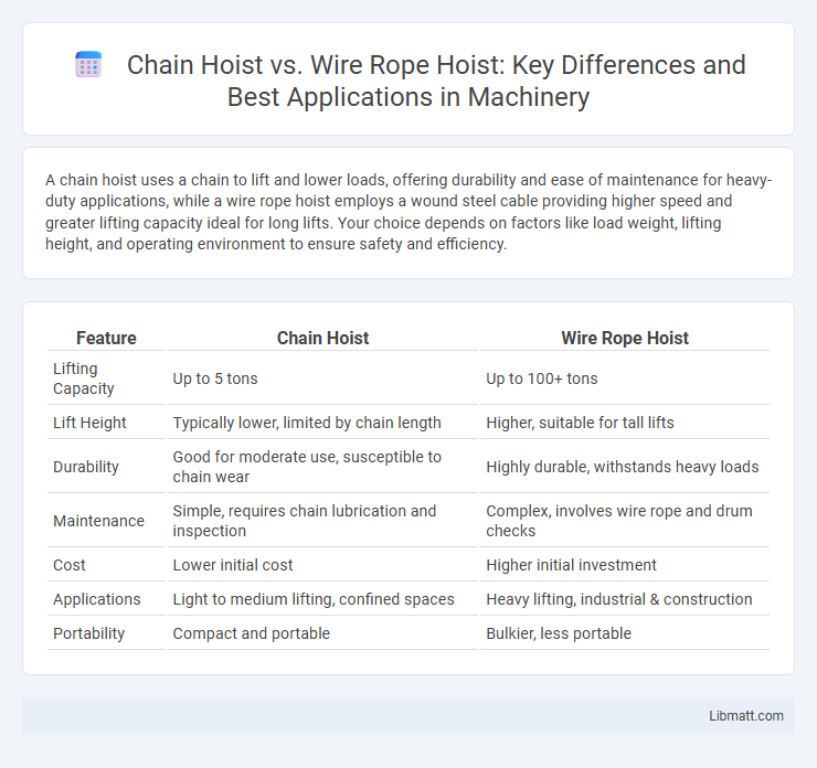 Chain Hoist vs. Wire Rope Hoist: Key Differences and Best Applications in Machinery