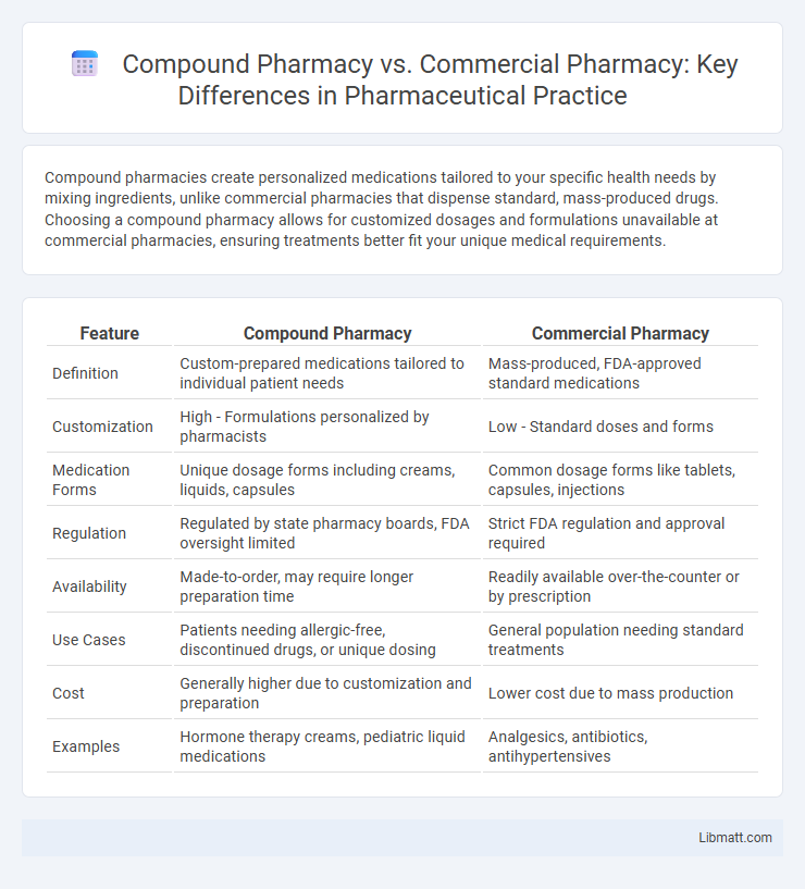 Compound Pharmacy vs. Commercial Pharmacy: Key Differences in Pharmaceutical Practice