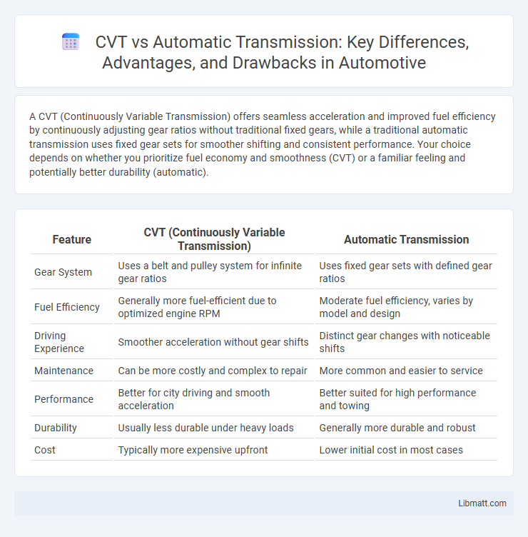 CVT vs Automatic Transmission: Key Differences, Advantages, and Drawbacks in Automotive