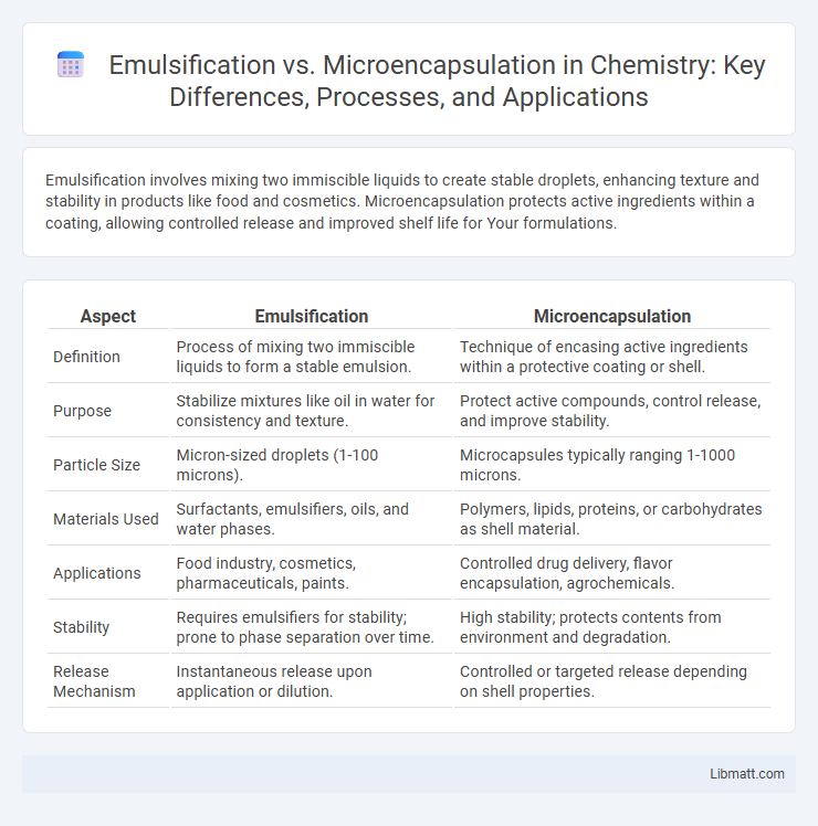 Emulsification vs. Microencapsulation in Chemistry: Key Differences, Processes, and Applications