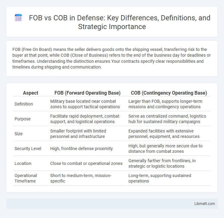 FOB vs COB in Defense: Key Differences, Definitions, and Strategic Importance