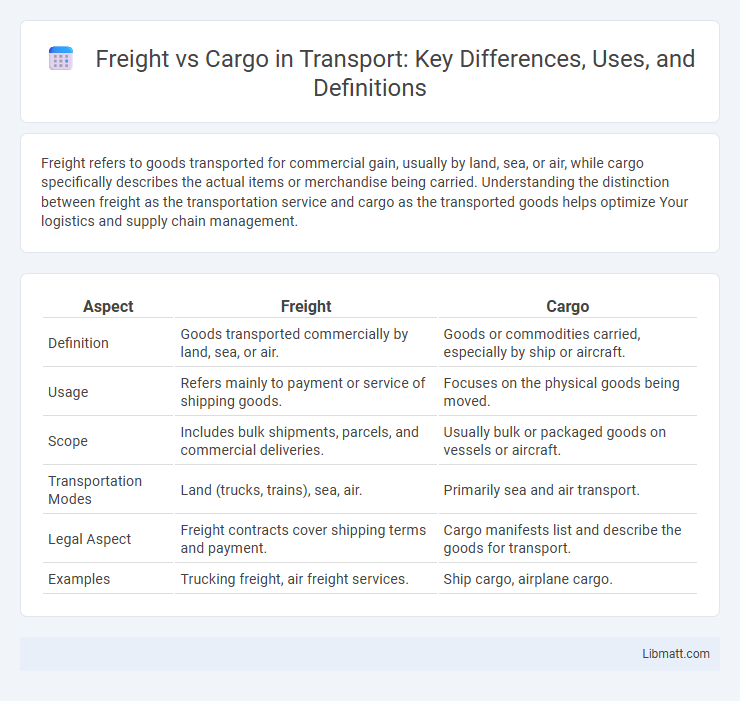 Freight vs Cargo in Transport: Key Differences, Uses, and Definitions